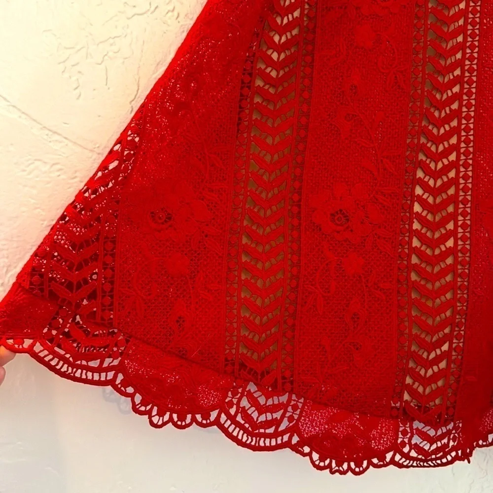 Anthropologie red lace dress size 8p - Picture 7 of 8